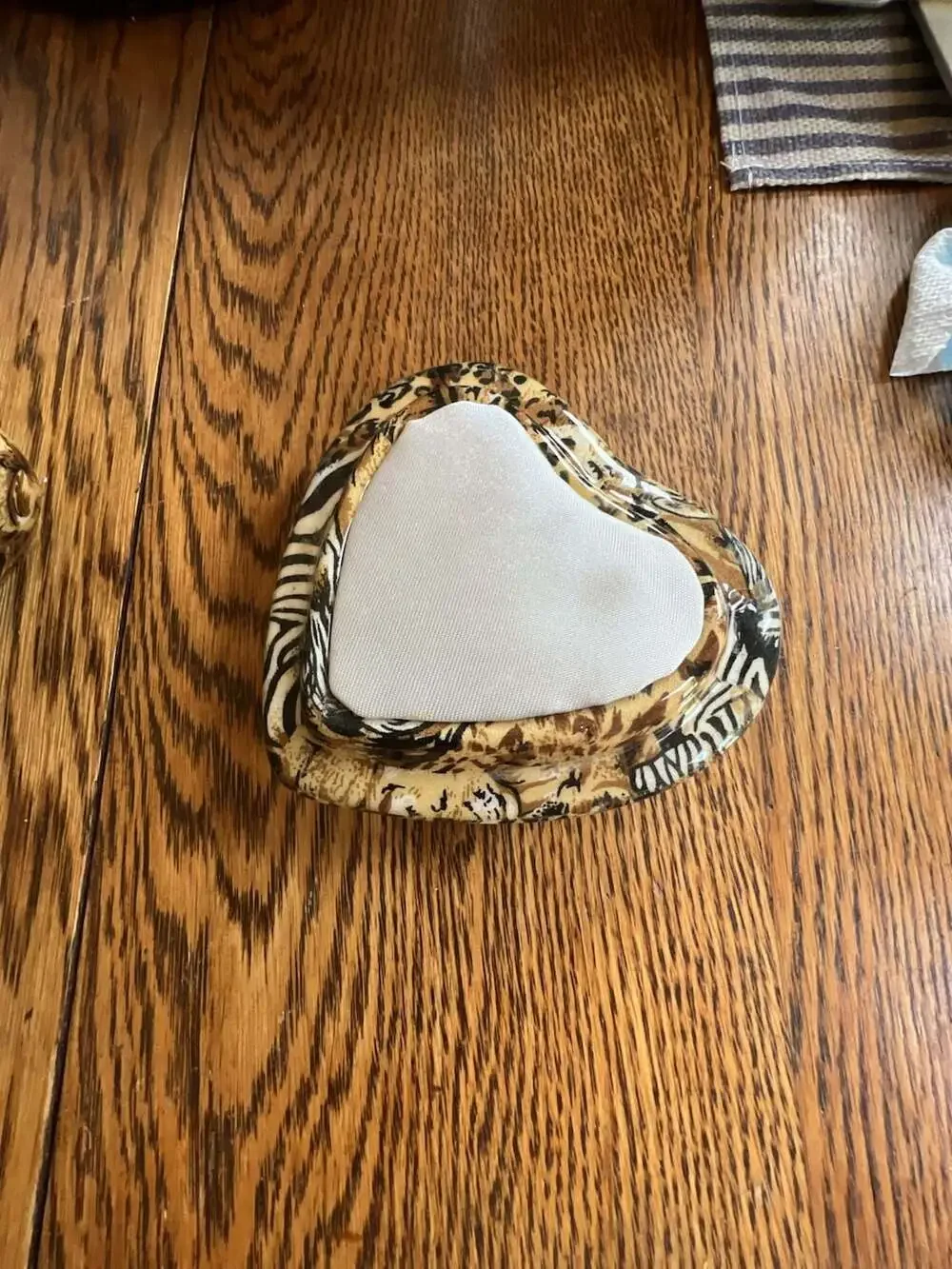 La Vie Safari Collection Heart-Shaped Patchwork Trinket Box